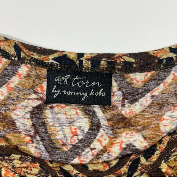 Torn Ronny Kobo Printed Tee Shirt Dress Bodycon Long Sleeve - Picture 5 of 7